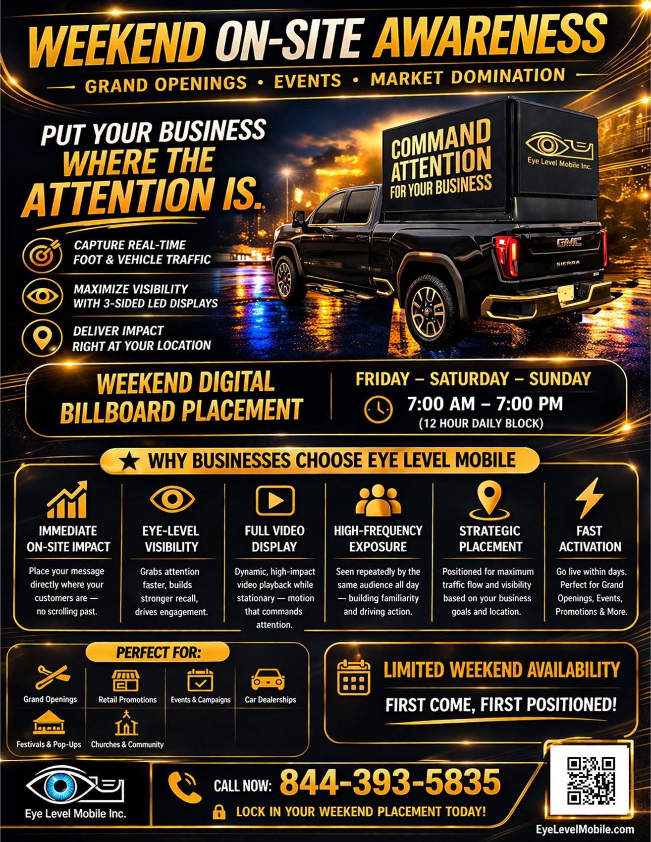 Weekend on-site mobile advertising